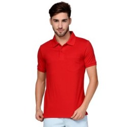 Red - Polo Neck Plain T-Shirts