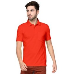 Orange Polo Neck Plain T-Shirts