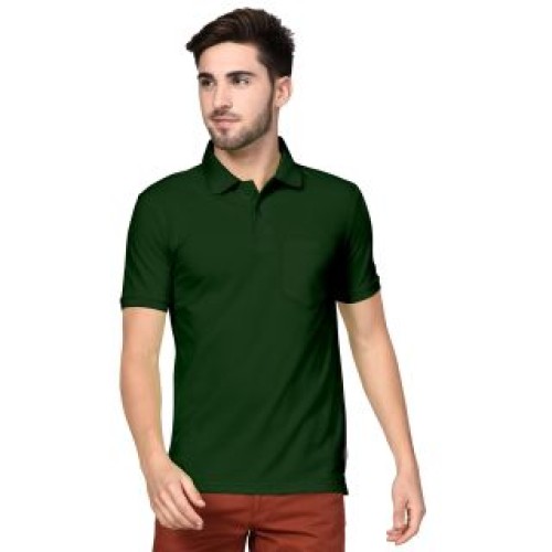 Olive Polo Neck Plain T-Shirts