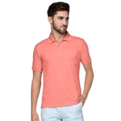 Pink Polo Neck Plain T-Shirts